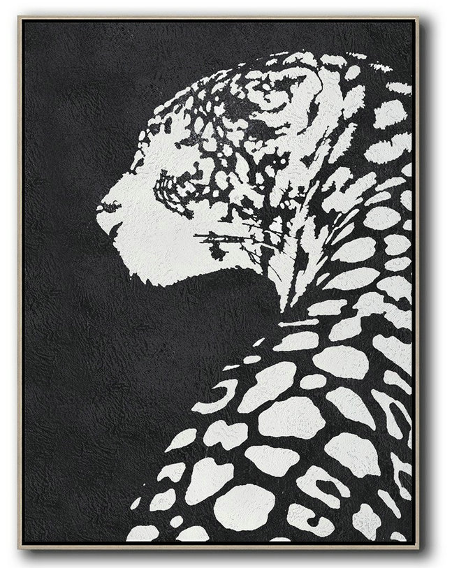 Huge Abstract Canvas Art,Black And White Minimal Painting On Canvas - Extra Large Canvas Painting